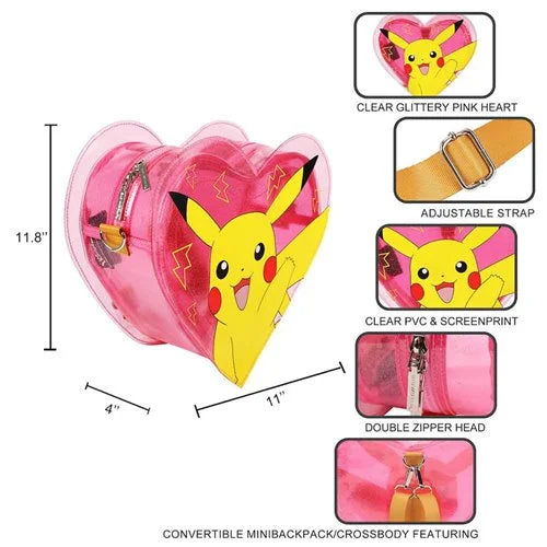 BioWorld Pokemon Pikachu Heart Convertible Mini-Backpack