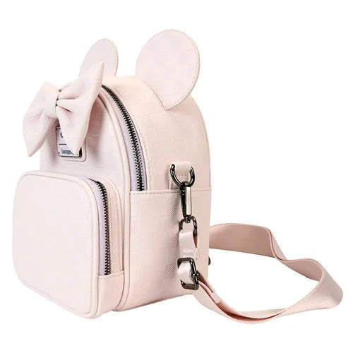 Pink Disney Minnie Ear Checkerboard Convertible Crossbody