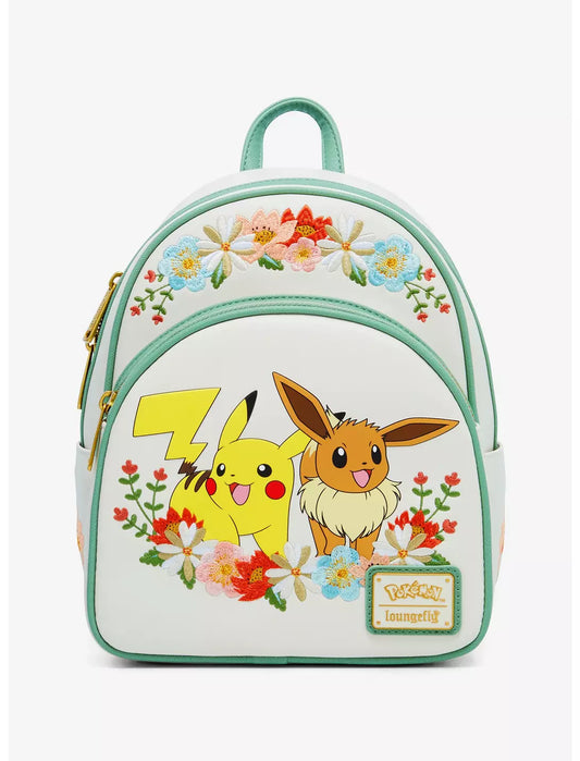 Loungefly Pokémon Pikachu and Eevee Floral Mini Backpack