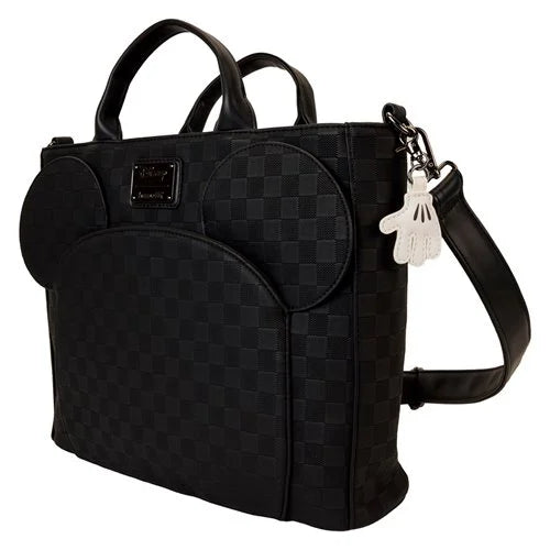 Black Disney Minnie Ear Checkerboard Convertible Tote Bag