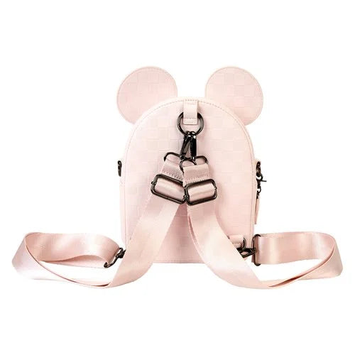 Pink Disney Minnie Ear Checkerboard Convertible Crossbody