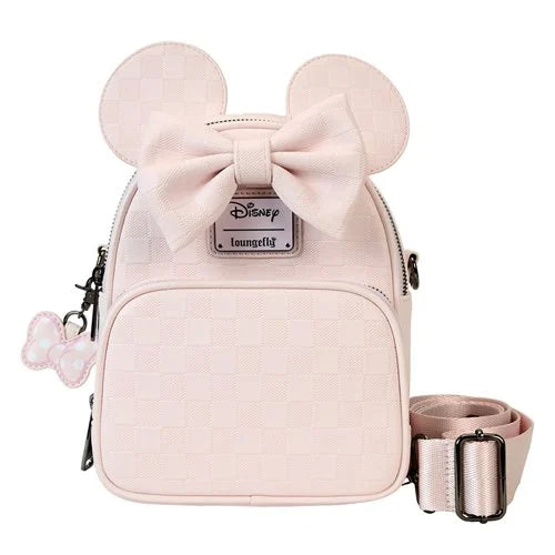 Pink Disney Minnie Ear Checkerboard Convertible Crossbody