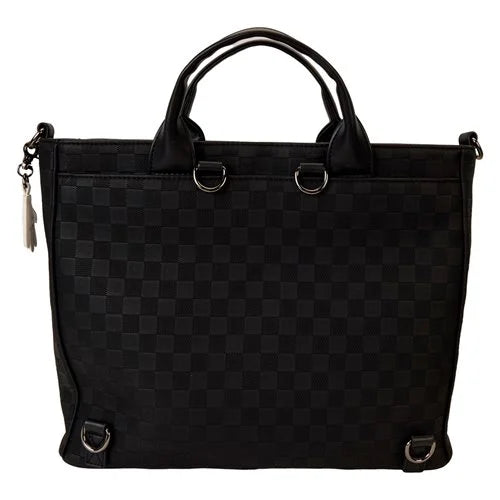 Black Disney Minnie Ear Checkerboard Convertible Tote Bag