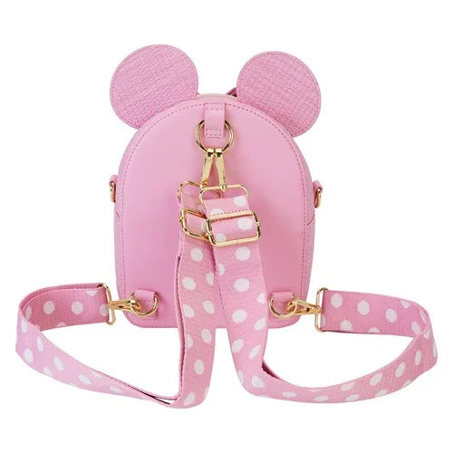 Minnie Mouse Pink Polka Dot Straw Mini Convertible Bag