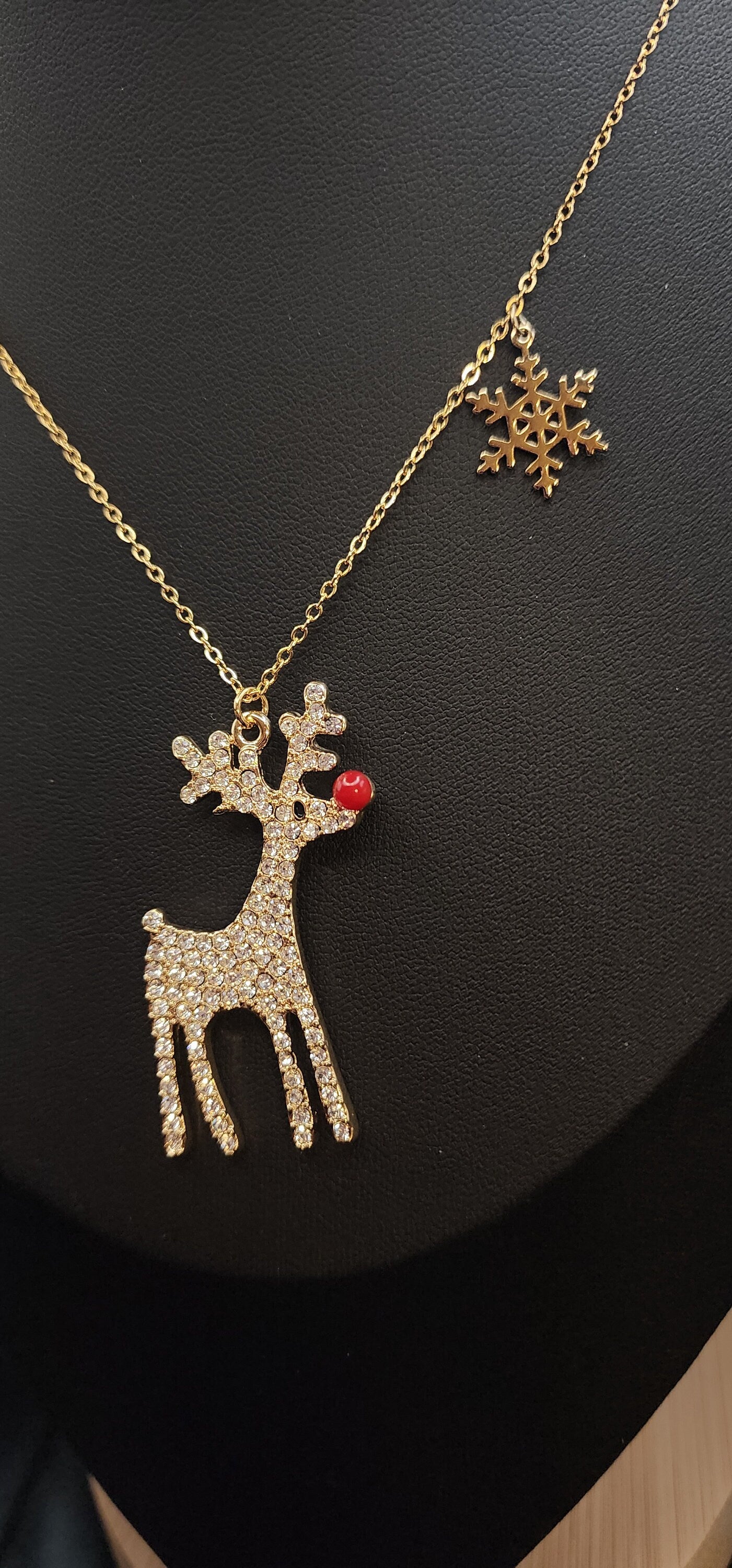 Rhinestone Reindeer Necklace