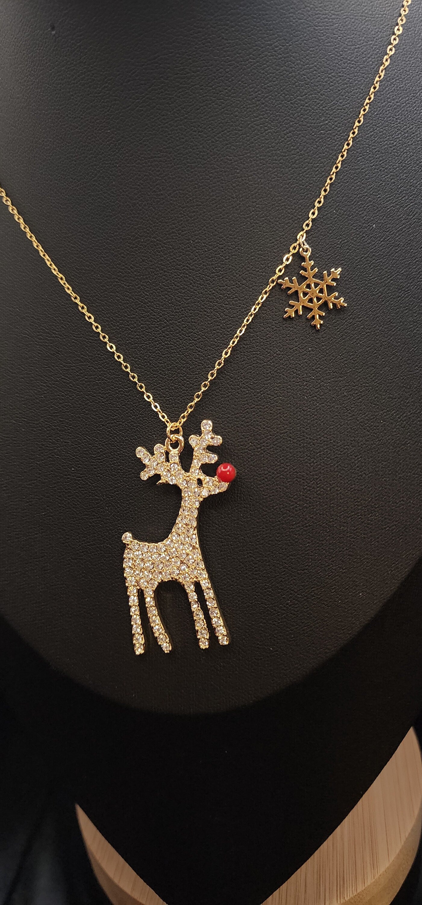 Rhinestone Reindeer Necklace