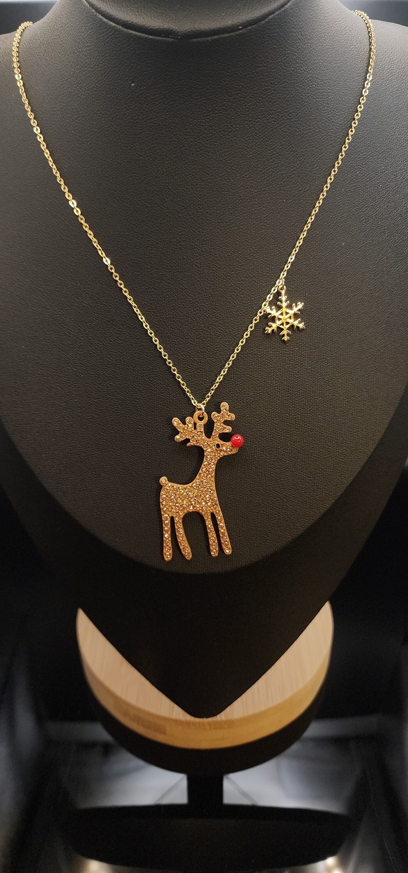 Rhinestone Reindeer Necklace