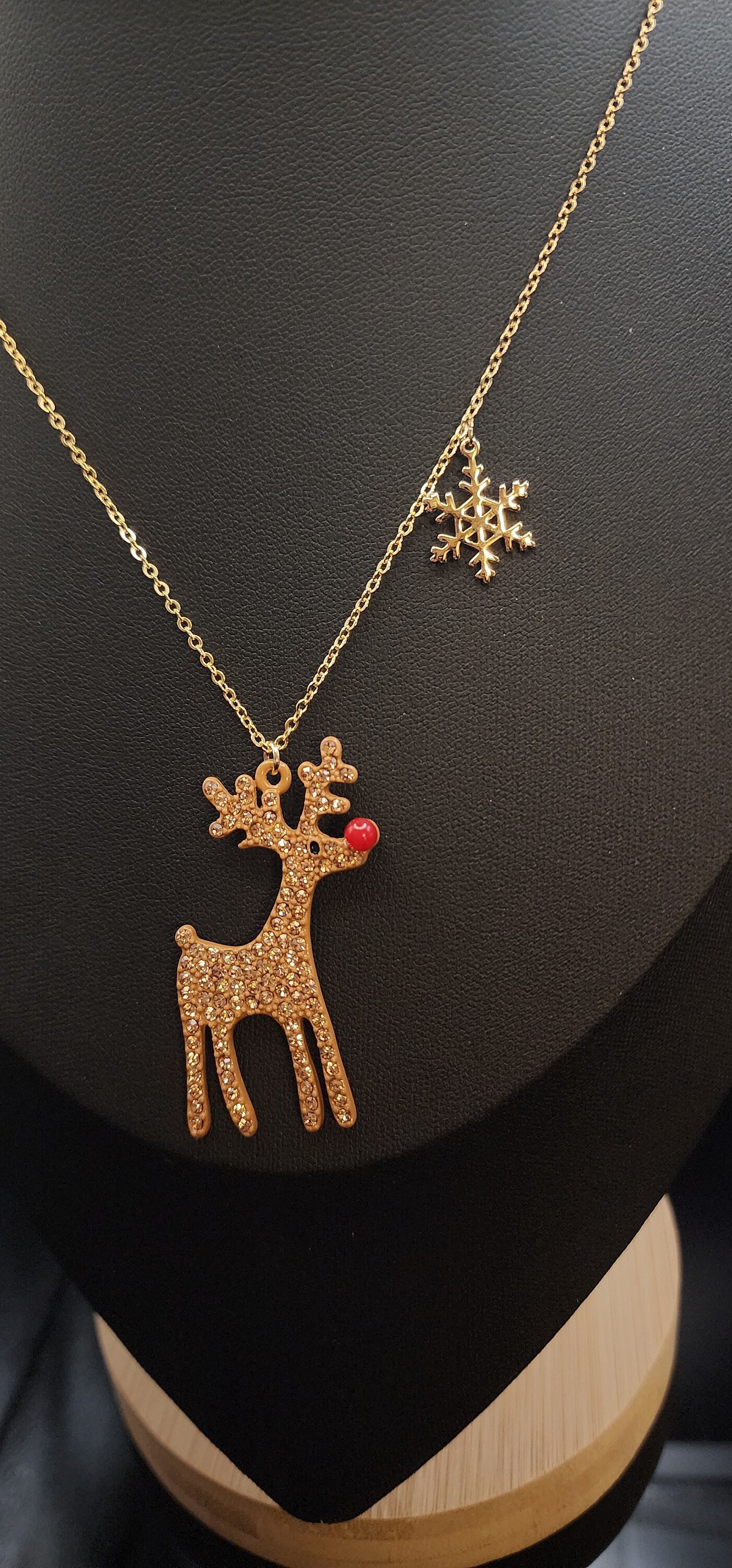 Rhinestone Reindeer Necklace