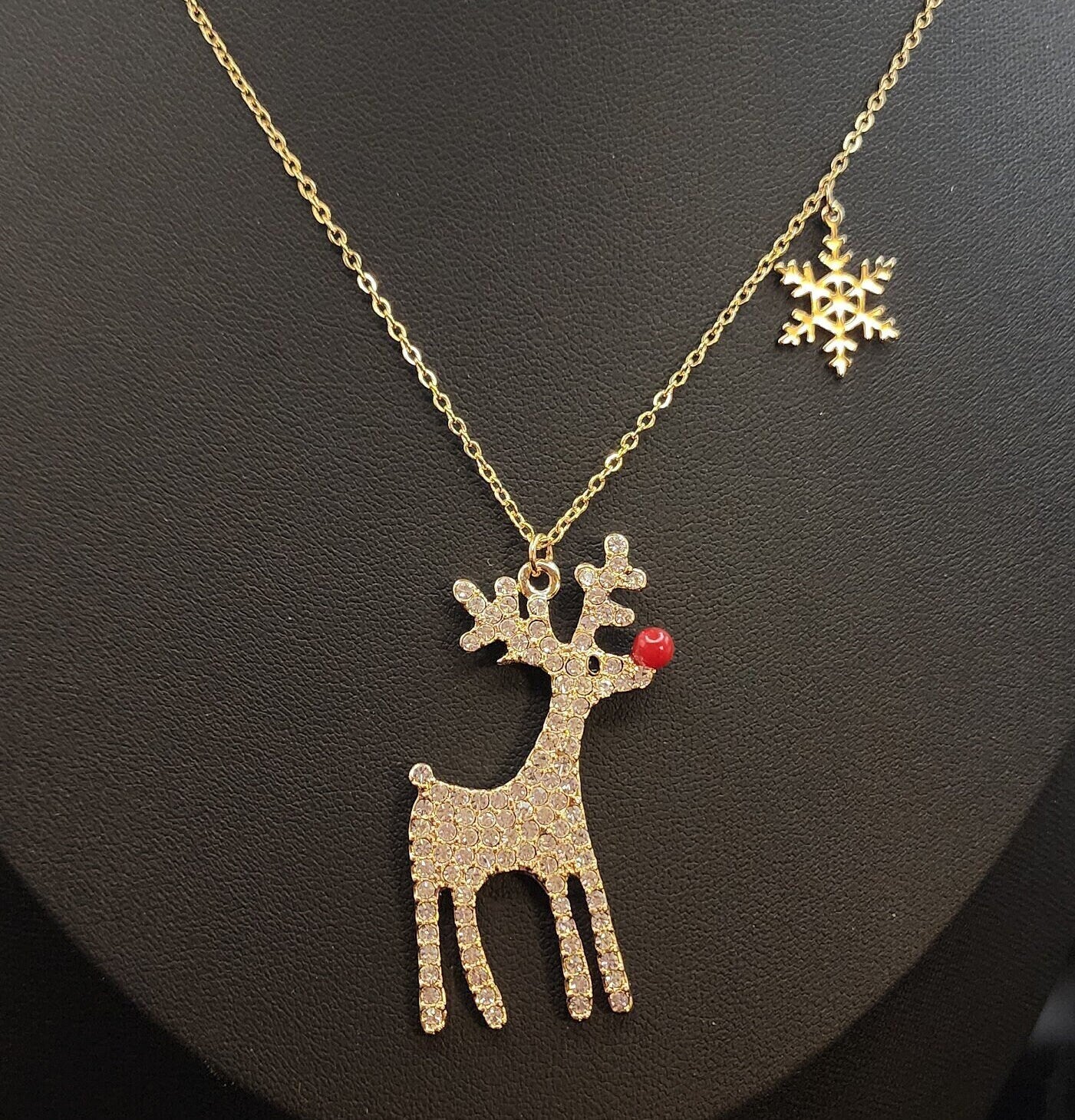 Rhinestone Reindeer Necklace